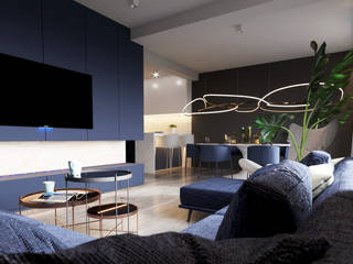 Wnętrze apartamentu 120m2 w Dąbrowie Górniczej, Ale design Grzegorz Grzywacz Ale design Grzegorz Grzywacz Modern living room Blue