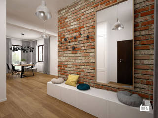 PROJEKT MIESZKANIA 85 M2 / KRAKÓW, BIG IDEA studio projektowe BIG IDEA studio projektowe Eclectic style corridor, hallway & stairs اینٹوں