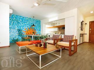 The Rising Sun Apartment, S Squared Architects Pvt Ltd. S Squared Architects Pvt Ltd. Eclectic style living room