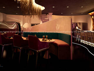 Spice Theme: California Restaurant 3D Interior Design, Rayvat Rendering Studio Rayvat Rendering Studio モダンデザインの ダイニング