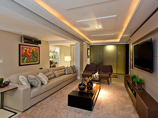 ​O desfio de transformar 2 apartamentos em 1 , +2 Arquitetura +2 Arquitetura Modern living room Wood Wood effect