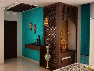 Asian classic style Foyer with Puja area homify Modern corridor, hallway & stairs
