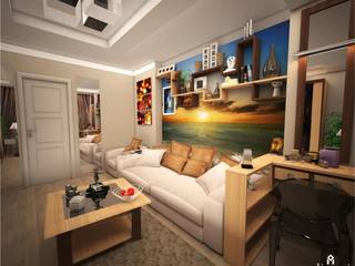 Гостиная-спальня, Студия дизайна Elinarti Студия дизайна Elinarti Modern living room