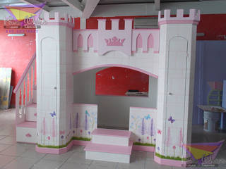 Precioso castillo litera con maripososas y flores Kids World- Recamaras, literas y muebles para niños Dormitorios infantiles clásicos Derivados de madera Transparente castillo,castillos,castle,bed,cama infantil,litera,recamara,muebles,Camas y cunas