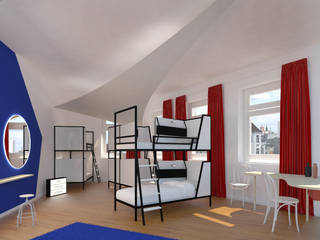 2. Platz Wettbewerb. Gestaltungskonzept The Circus Hostel, Minibau Minibau Commercial spaces