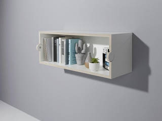 twofold: Regal und platzsparender Sekretär in einem , Pragmatic Design® by studio michael hilgers Pragmatic Design® by studio michael hilgers Minimalist living room Engineered Wood