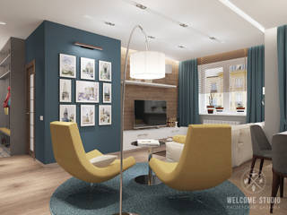 Двухуровневая квартира в г. Калуга, Мастерская дизайна Welcome Studio Мастерская дизайна Welcome Studio Living room