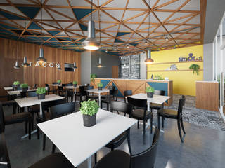 Local comercial de comida mexicana, MG estudio de arquitectura MG estudio de arquitectura Espacios comerciales Cerámico