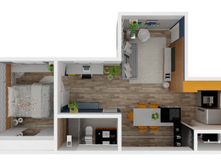 Apartamento 42 m - Arquitetura e Interiores, Arquiteto Virtual - Projetos On lIne Arquiteto Virtual - Projetos On lIne Modern Living Room Wood Wood effect