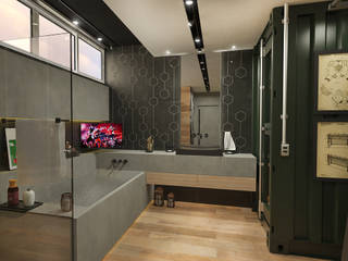 Banheiro para um Jogador de Futebol, Rodrigo Westerich - Design de Interiores Rodrigo Westerich - Design de Interiores Industrial style bathroom Concrete