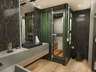 Banheiro para um Jogador de Futebol, Rodrigo Westerich - Design de Interiores Rodrigo Westerich - Design de Interiores Industrial style bathroom Concrete