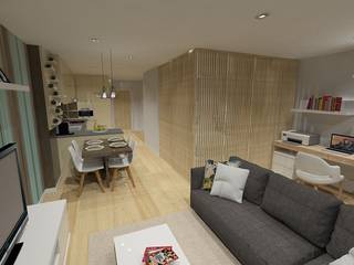 Projeto 3D Open Space, AS-Arquidesign AS-Arquidesign Ruang Keluarga Minimalis
