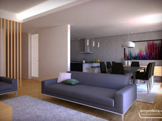 2 habitações geminadas, Emprofeira - empresa de projectos da Feira, Lda. Emprofeira - empresa de projectos da Feira, Lda. Minimalist living room Wood Wood effect