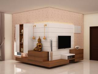 Flowing unit - TV, Puja and Crockery unit homify Modern living room