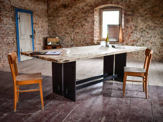dining table on steel, edictum - UNIKAT MOBILIAR edictum - UNIKAT MOBILIAR Dining room لکڑی Wood effect