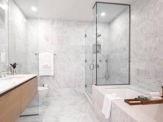 77 Warren Street | Bathroom GD Arredamenti Modern bathroom Marble White contract,GD cucine,GeD cucine,GD Arredamenti,bathroom sink,bathroom mirror,bathroom furniture,modern bathtub,small bathroom,walk-in shower,marble flooring