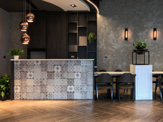 慧智精微成型科技-員工餐廳設計規劃案, 見和空間設計 見和空間設計 Industrial style dining room Tiles