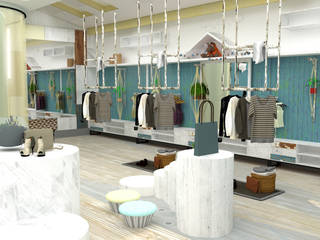 China - Shop Interior Design, Yunhee Choe Yunhee Choe Phòng thay đồ phong cách công nghiệp Gỗ Blue