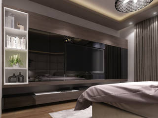 Modern Bedroom, TK Designs TK Designs モダンスタイルの寝室 エンジニアリングウッド 透明