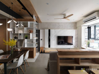 【溫潤雋永-住辦合一宅】, 上云空間設計 上云空間設計 Modern living room