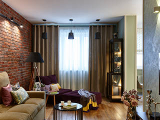 Дизайн и ремонт квартиры в ЖК «M-House» - Функциональная эклектика , Вира-АртСтрой Вира-АртСтрой Eclectic style living room