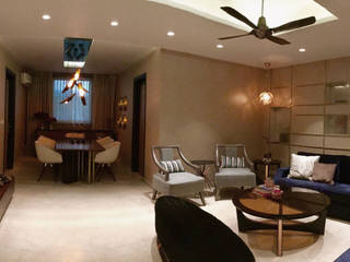 Residence Design, Bhera Enclave, H5 Interior Design H5 Interior Design Eclectic style living room Beige