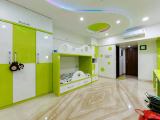 4bhk completed interior project at acme ozone manpada ghodbundar thane, KUMAR INTERIOR THANE KUMAR INTERIOR THANE Modern style bedroom Green