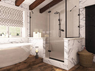 Ванная комната в стиле шале, Diveev_studio#ZI Diveev_studio#ZI Mediterranean style bathroom