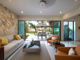 Casa GM, Heftye Arquitectura Heftye Arquitectura Modern living room Limestone