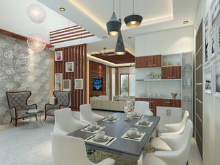 Independent Villa - Pune, DECOR DREAMS DECOR DREAMS モダンデザインの ダイニング