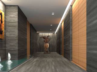 Departamento Moderno, Fi Arquitectos Fi Arquitectos Modern corridor, hallway & stairs