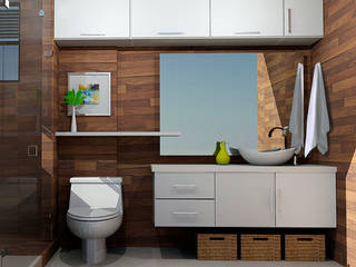 baños modernos, Omar Interior Designer Empresa de Diseño Interior, remodelacion, Cocinas integrales, Decoración Omar Interior Designer Empresa de Diseño Interior, remodelacion, Cocinas integrales, Decoración Modern bathroom Ceramic Brown