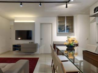 Apartamento 49m², Emmanuelle Eduardo Arquitetura e Interiores Emmanuelle Eduardo Arquitetura e Interiores Modern Dining Room