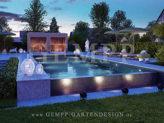 Moderne Gartengestaltung mit Pool, Gartensauna und Designgartenmöbeln GEMPP GARTENDESIGN - Gartenplanung Gartengestaltung Landschaftsbau Moderner Garten