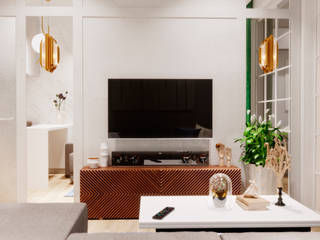 ПРОЕКТ "ИЗУМРУД НА ПАРКОВОЙ" , VSREDE INTERIOR DESIGN VSREDE INTERIOR DESIGN Minimalist living room