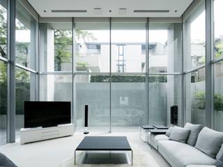 高輪台 建築家志望だった施主と協働して理想の住まいづくり House in Urban Setting 01, JWA，Jun Watanabe & Associates JWA，Jun Watanabe & Associates Modern Living Room