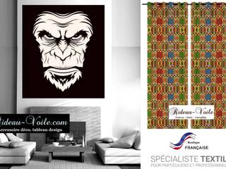 Tissu imprimé à motifs africain style wax pagne ankara, Rideau-voile Rideau-voile Classic style houses