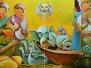 Purchase “Agamoni” Durga Painting at Indian Art Ideas, Indian Art Ideas Indian Art Ideas ArtworkPictures & paintings