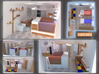 Quarto das gêmeas Cariocas, Lunar Projetos Lunar Projetos Habitaciones para niños de estilo ecléctico