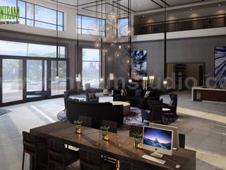 The Best Hotel Lobby - Waiting Area Rendering by interior concept drawings Los Angeles, USA, Yantram Animation Studio Corporation Yantram Animation Studio Corporation Espacios comerciales Concreto