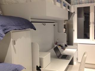 Study/Bedroom for 3 people in small space The Room Company small spaces,office,desk,beds,bunk beds,storage,wardrobe,steps