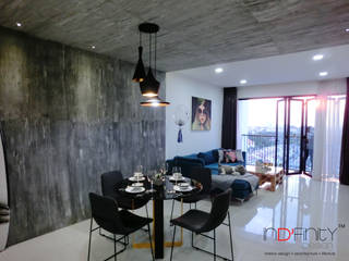 Industrial Contemporary condo, inDfinity Design (M) SDN BHD inDfinity Design (M) SDN BHD Industrial style dining room