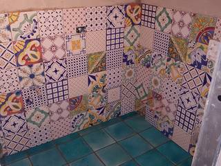 Splendido Cotto Smaltato e Fatto a Mano, Tuscany Art Tuscany Art Bathroom سرامک Turquoise