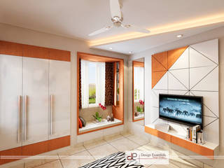 DDA flat at Vasant Kunj, Design Essentials Design Essentials Minimalist bedroom Orange