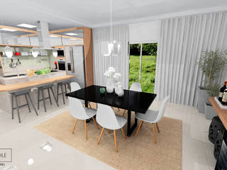 Cozinha e Sala de Jantar, Rafaela Stedile Arquitetura + Interiores Rafaela Stedile Arquitetura + Interiores Modern dining room