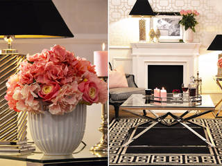 Wystrój wnętrza w stylu glamour, salon w stylu glamour, PRIMAVERA HOME PRIMAVERA HOME モダンデザインの リビング