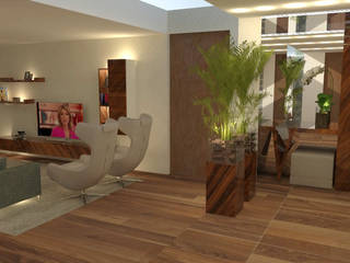 Open Space: Um espaço, quatro ambientes, Casativa Interiores Casativa Interiores ห้องโถงทางเดินและบันไดสมัยใหม่ ไม้ Wood effect