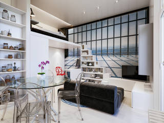 Un monolocale per studenti, Annalisa Carli Annalisa Carli Modern Living Room Wood-Plastic Composite White