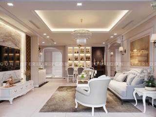 Thiết kế nội thất phong cách TÂN CỔ ĐIỂN cùng căn hộ Vinhomes Central Park, ICON INTERIOR ICON INTERIOR Salas de estilo clásico