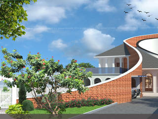 The Circular Courtyard House, S Squared Architects Pvt Ltd. S Squared Architects Pvt Ltd. Single family home Bricks